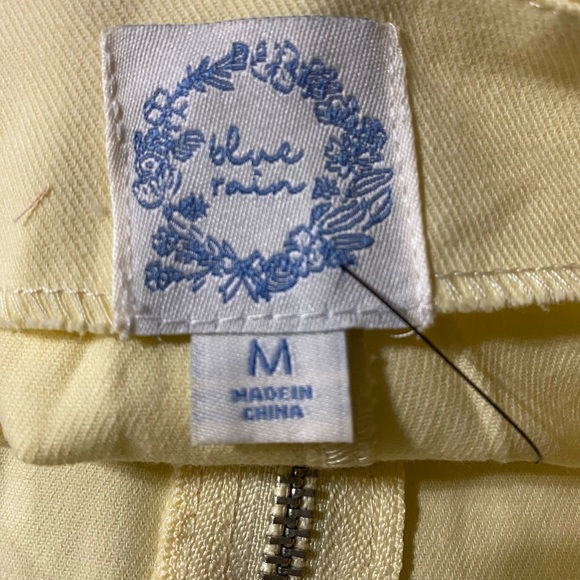 NEW Blue Rain Zip Front Light Yellow Mini Skirt - Picture 7 of 9